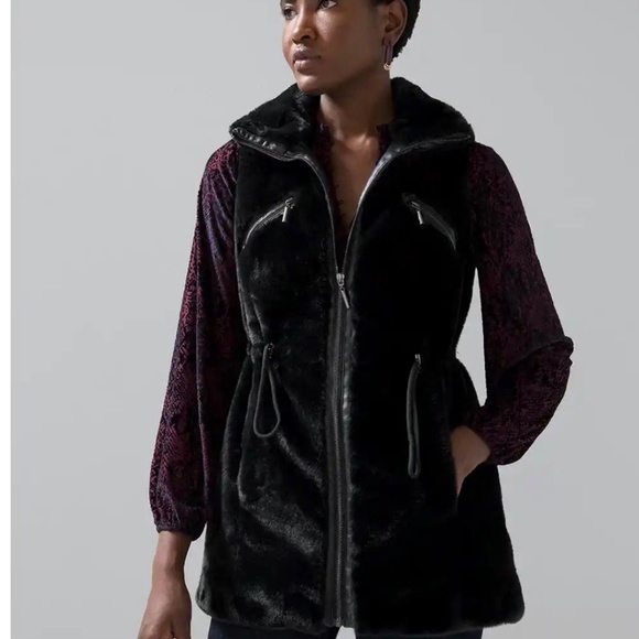 Faux Fur Vest, Black, NWT, Petite Large, White House Black Market - Picture 1 of 12
